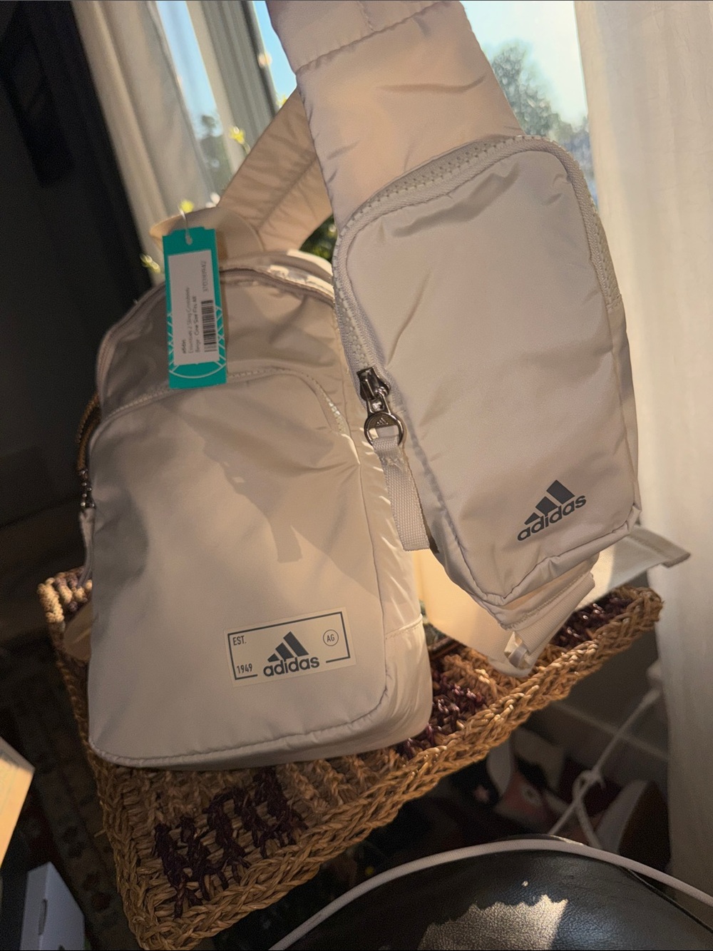 adidas Cream Sling Backpack Crossbody Bag - Picture 2 of 8